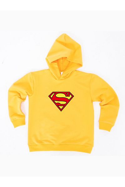 Superman printed hooded cotton fabric children's sweatshirt