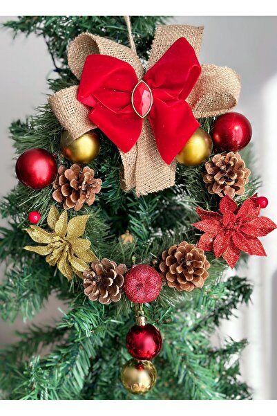 QUEEN AKSESUAR Πολυτελές ειδικού σχεδιασμού βελούδινο φιόγκο με λάμψη λουλουδιών και κωνικό χριστουγεννιάτικο διακοσμητικό στολίδι για τοίχο πόρτας