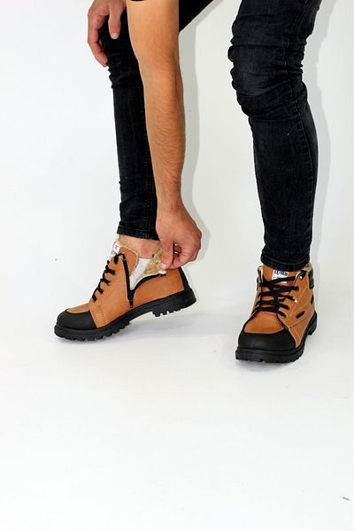 DÜNYA MAĞAZA Extrem Water Cold Proof Guaranteed Winter Tan Μαύρες μπότες με αντιολισθητική σόλα με φερμουάρ με γούνα στο εσωτερικό