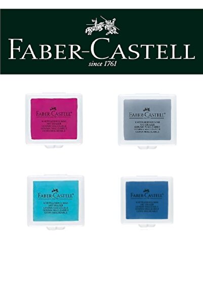 Faber Castell Set de 4 gumă de șters pentru aluat (ROZ, ALBASTRU, GRI, ALBAST...