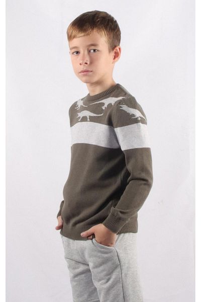 ALEXANDERGARDI DINOSAUR PATTERNED CHILDREN'S KNITWEAR SWEATER (C21-18936)