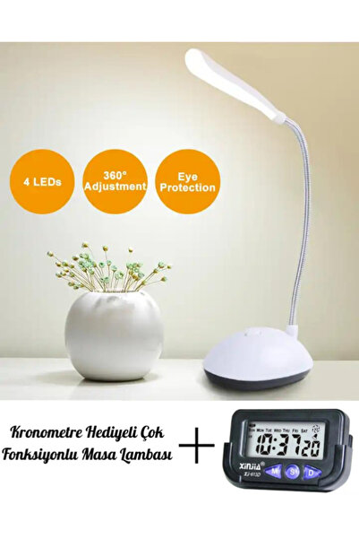 Janissary Çok Fonksiyonlu Led Şarjlı Masa Lambası 3 Renk Dokunmatik + Dijital...