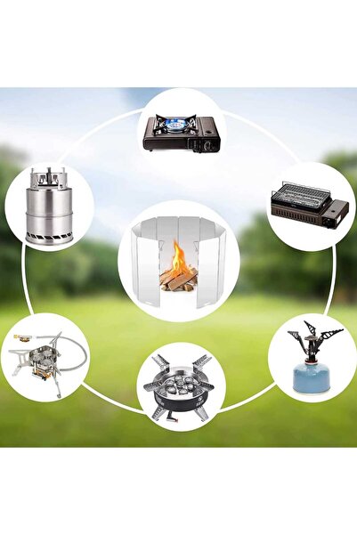 nistabolje Açık Hava Kamp Ateşi Rüzgar Kesici Rüzgar Kalkanı Portatif Katlana...