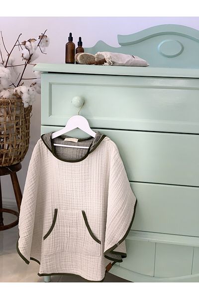 Mujo Baby&Kids Organic Special Woven 4 Layer Muslin Children's Poncho - Natural Series