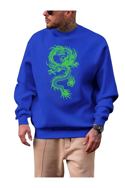BENROMA Unisex Dragon Printed Crew Neck Sweat
