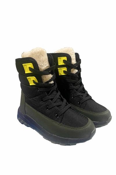 ALTUNTAŞ Women - Girls - Unisex Zippered Anatomical and Non-Slip Fur Sole Children's Boots - Black Khaki