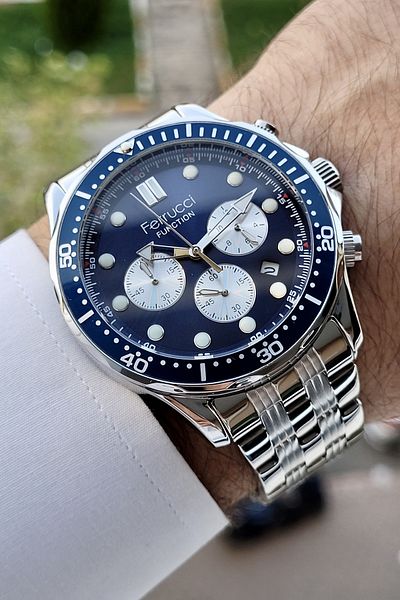 Ferrucci Silver Navy Color Inner Indicators Active Men's Wrist Watch
