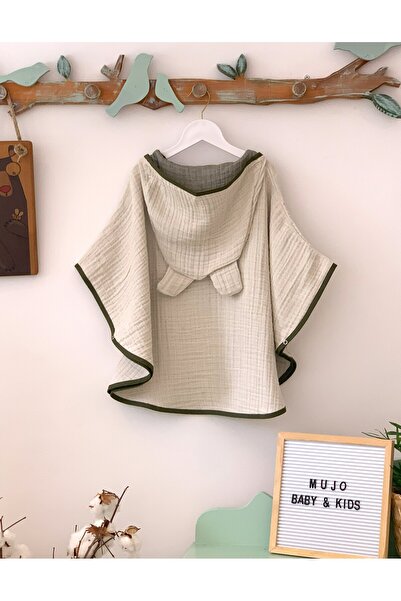 Mujo Baby&Kids Organic Special Woven 4 Layer Muslin Children's Poncho - Natural Series
