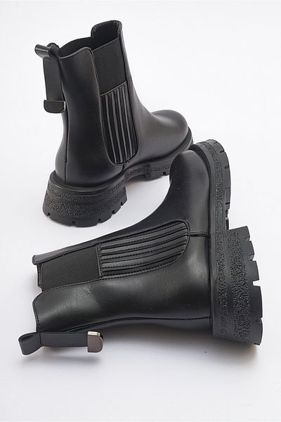 LuviShoes حذاء تشيلسي نسائي مطاطي من دينيس باللون الأسود