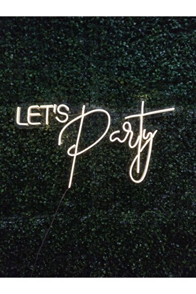 dekoraven Lets Party Neon led tazı tabela Dekoratif aydınlatma (30x34cm)