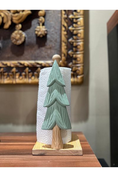 EKBAĞ Wooden Carved Paper Towel Holder Napkin Holder