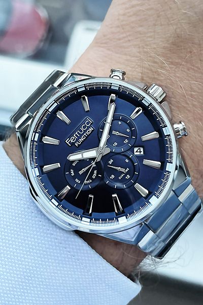Ferrucci Men's Wristwatch 3 Atm Waterproof Silver Color Steel Strap + Bracelet FRE2033C3