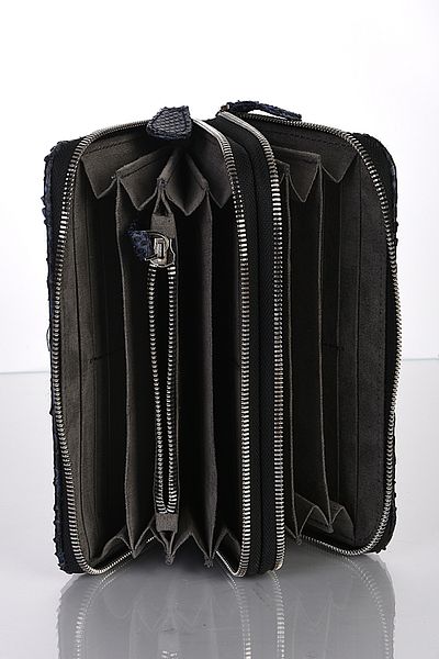 fubileather Чанта-клъч от истинска змийска кожа с двоен цип