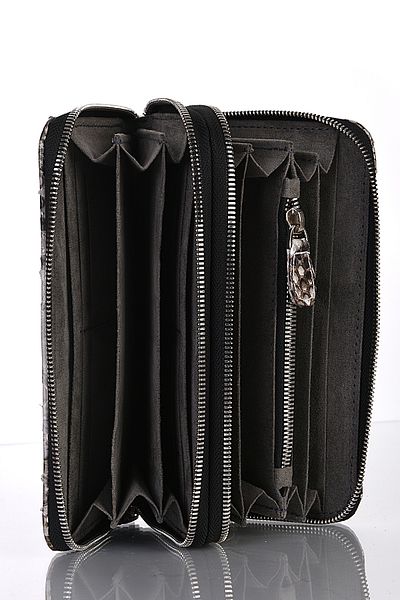 fubileather Чанта-клъч от истинска змийска кожа с двоен цип