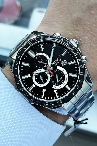 Ferrucci Function Men's Wristwatch 3 ATM Waterproof Silver Color Steel Strap + Gift Bracelet FRE2034C1