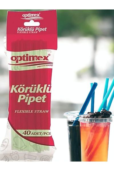 OPTİMEX Bellows Straw 40 x 5 Pack = 200 Pieces