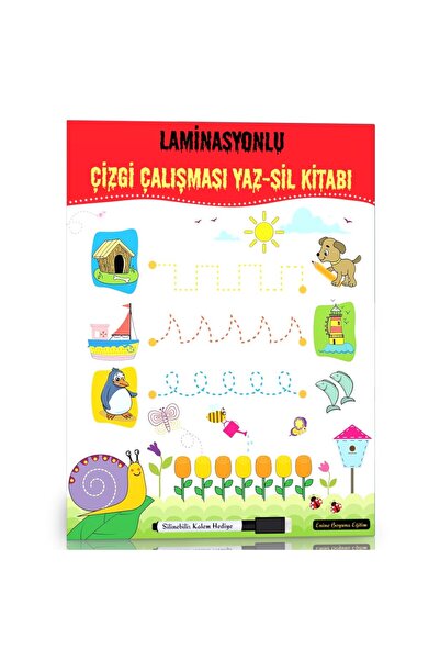 Enine Boyuna Eğitim Preschool Line Work with Lamination Yaz-Sil Book