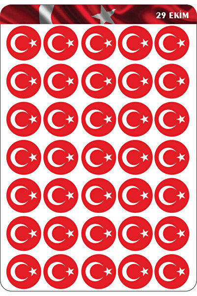 cakaybu Autocolant cu steagul turcesc 29 octombrie 3x3 CM 35 buc