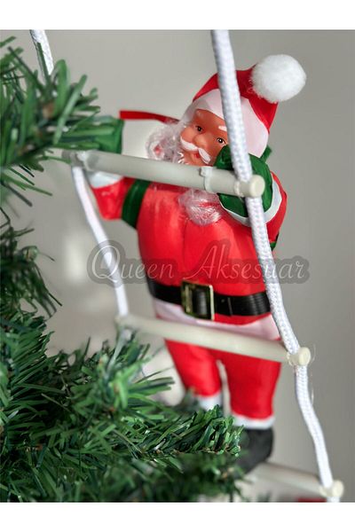 QUEEN AKSESUAR Imported Luxury Christmas New Year Climbing Stairs Santa Claus 3 Pieces Decoration Wall Pine Tree Home Ornament