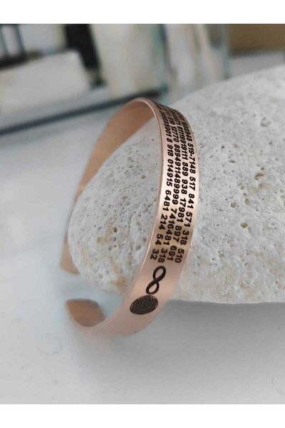 KAVELE Ancient Numbers Number Sequences Back with Evil Eye or Ayetel Kursi Copper Lucky Bracelet
