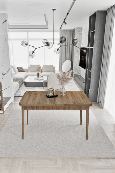 AVVİO Sümela Açılabilir Tek Masa Barok Ceviz Mutfak Masası Yemek Masası Açılır