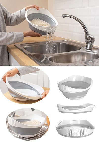 Open Home Concept Folding Rice Strainer - Accordion Collapsible Strainer
