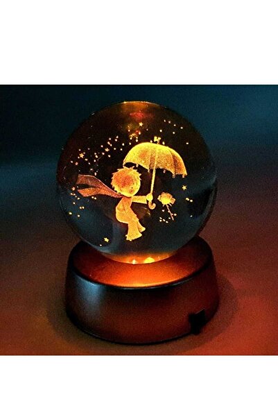 mr shopping MR Kristal Cam Küre Renk Değiştiren LED Işıklı Gece Lambası Dekor...