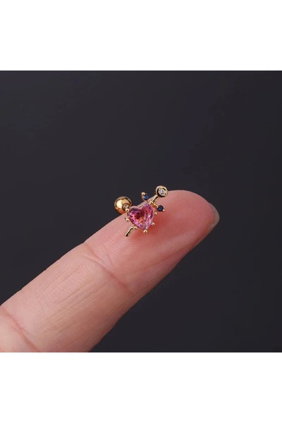 Hazeran accessories Zirkon Taşlı Kalpli Kılıç Figürlü Cerrahi Çelik Piercing ...