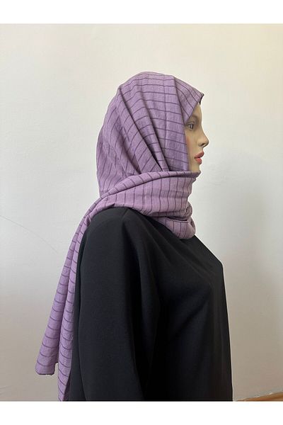 Modakaşmir Fashion Cashmere Row Striped Shawl Purple
