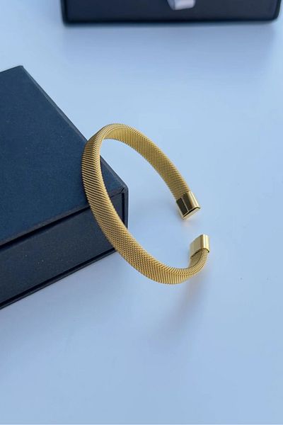 The Collection Wicker Knitted Gold Steel Bracelet