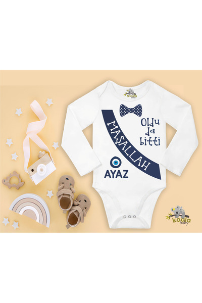 CACTUS COLLECTION Koala Baby SÜNNET MAŞALLAH OLDUDA BİTTİ YAZILI UZUN KOLLU Bebek Body Zıbın