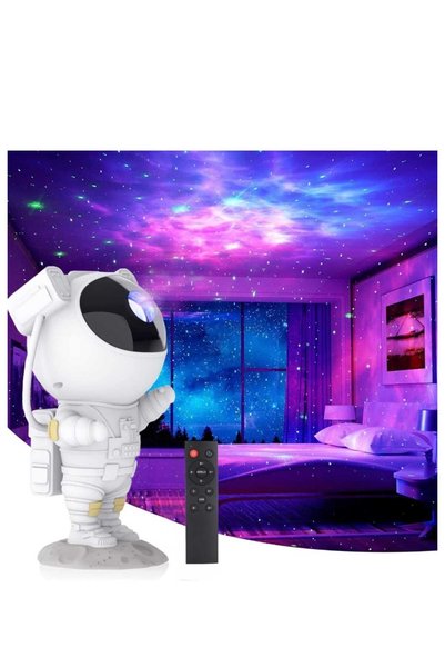 mr shopping MR Astronot Galaxy Projektör LED Işık Çok Renkli Nebula Yıldızlı Gece Işığı Uzaktan Kumandalı USB