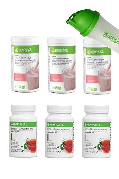 Herbalife Shake 3 Adet Ahududu + Çay 3 Adet Klasik + Shaker
