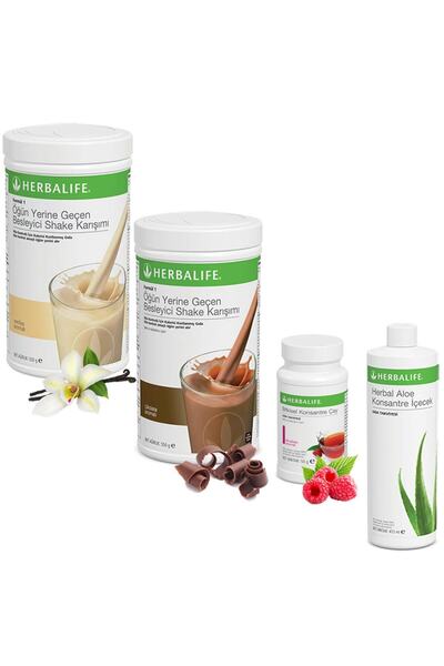 Herbalife Shake Vanilya 1 Çikolata 1 - Çay Ahududu - Aloe Vera