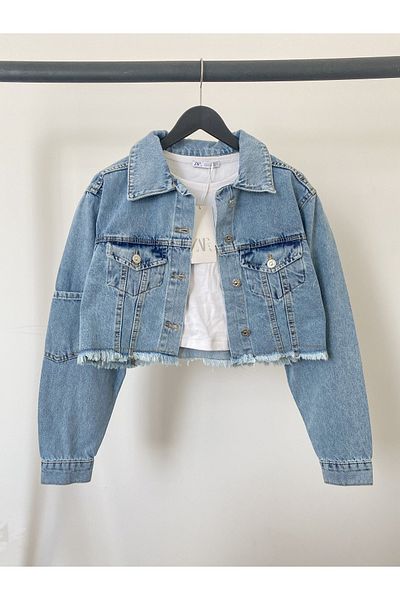Ekim Store Jachetă de blugi din denim cu mâneci și buzunare