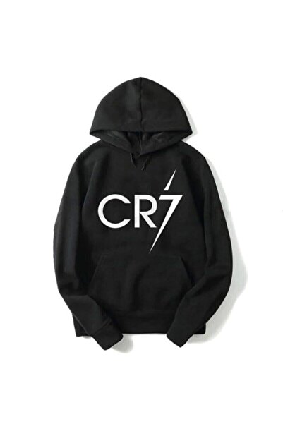 Tarzsokak Unisex Μαύρο φούτερ με στάμπα Cr7 με κουκούλα Sw100