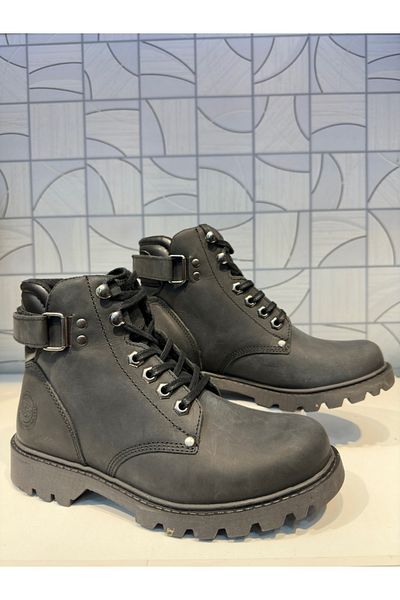 Riccardo Colli 802 Cizme unisex din piele naturală neagră, impermeabile, cu căptușeală caldă