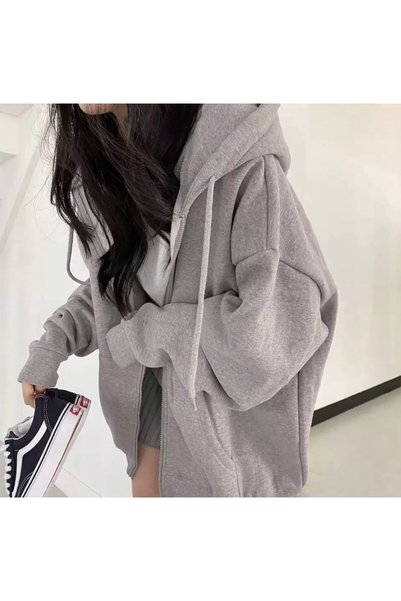 Tarzsokak Special Design Hooded Full Zip Thick Winter Super Oversize Women's Jacket-sweats