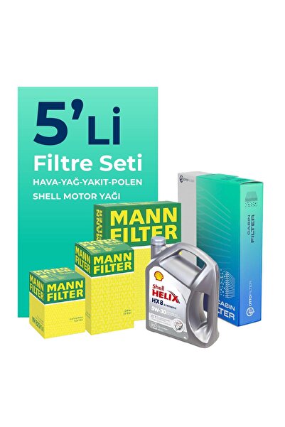 Genel Markalar Mann Citroen C4 Cactus 1.6 Dizel Filtre Bakım Seti Shell Motor Yağlı (2014-2020) 5 Li