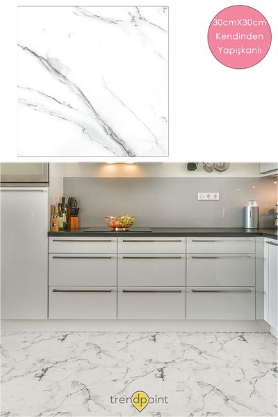 Trendpoint 1 Piece LVT Floor and Wall Covering Self Adhesive 30cm×30cm Kitchen Bathroom Doorway Tile