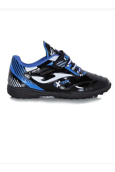DÜNYA MAĞAZA New Season Young Children's Blue Patent Leather Black Sole Velcro Turf Field Shoes Crampon
