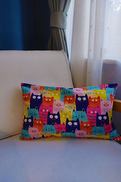 NB Tex Özel Seri Kedi Desenli Dikdörtgen Çift Taraf Dijital Baskı Dekoratif K...