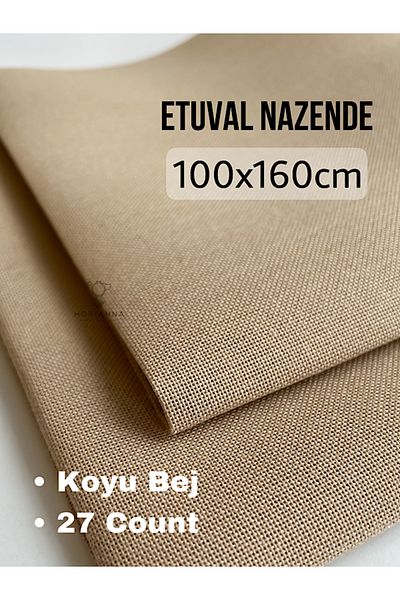 Hobianna Etuval Nazende Κέντημα Σταυροβελονιά Κεντητό Ύφασμα (27 Καταμέτρηση) - Σκούρο Μπεζ, 100x160cm