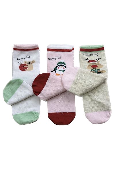 DeFacto Baby Girl New Year's Themed 3-Piece Cotton Long Socks