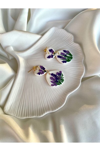 TREND Miyamila Collection Lavender Themed Purple Floral Dangle Earrings