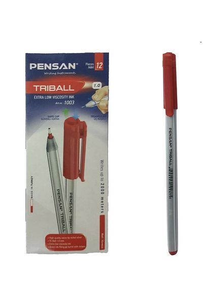 BIGG Triball Ballpoint Pen 12 Pcs Single Color Pack Red