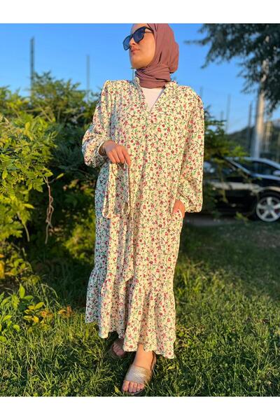 gül sezgin butik ROCHIE HOTFASHION FEMEII CU MODEL DE FLORI CREAM COLOR