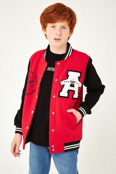 Perendi 001 Εκτύπωση Λεπτομερές Boy's College Jacket Red