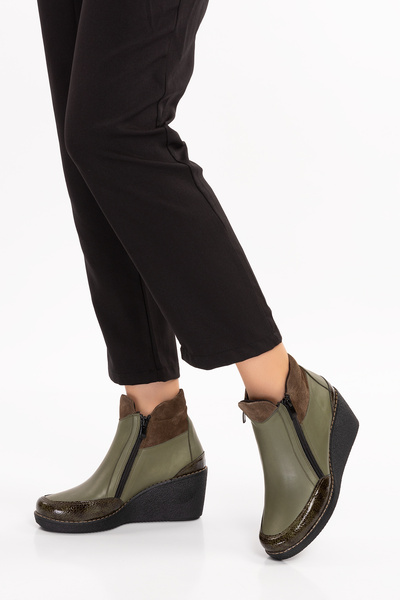 Elile Shoes Hakiki Deri 34-35-41-42 Numara Dolgu Topuk Kadın Bot