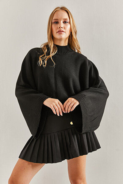 Bianco Lucci Pulover de damă, tricotaj pe jumătate cu gât, cu talie și mâneci elastice